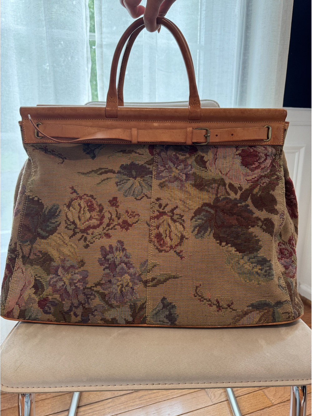 Vintage 1980s Ralph Lauren Tapestry Bag Luggage Floral